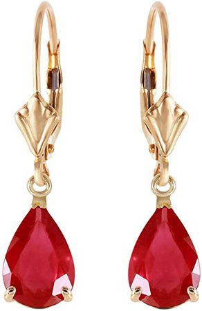 Amazon.com: 3,5 quilates 14 K Leverback arete Oro Macizo con naturales en forma de pera Ruby: Jewelry