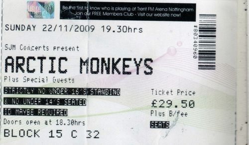 Arctic Monkeys concert ticket