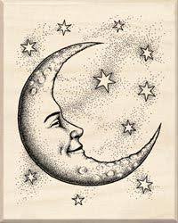crescent moon face and stars colouring page - Google Search