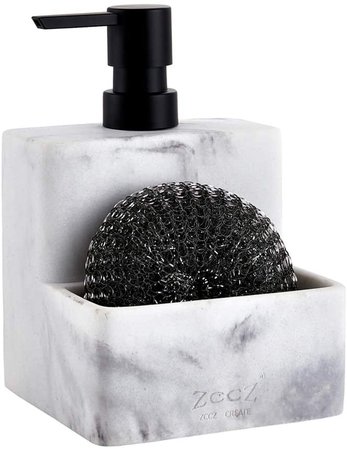 Amazon.com: ZCCZ Soap Dispenser with Sponge Holder, Marble Look Liquid Hand and Dish Soap Dispenser Pump Bottle and Sponge Holder 2 in 1 for Kitchen Sink Bathroom Counter Storage and Organization: Kitchen & Dining