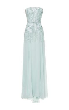Mint Strapless Embroidered Gown by Elie Saab | Moda Operandi