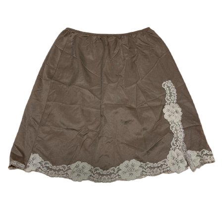 vintage brown white lace slip skirt