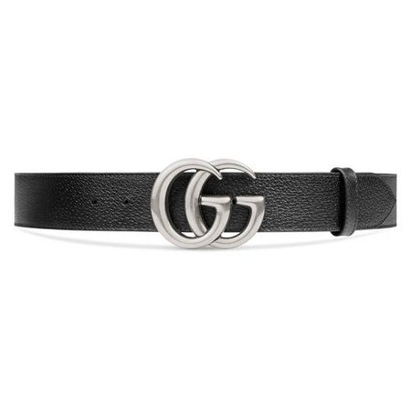 Leather belt with Double G buckle in Black leather | Gucci Men's Belts