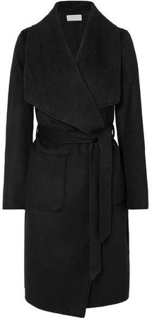 Wool-blend Wrap Coat - Black