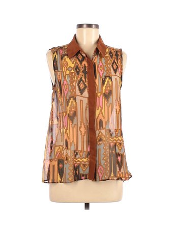 W118 by Walter Baker 100% Polyester Tan Sleeveless Blouse Size M - 80% off | thredUP