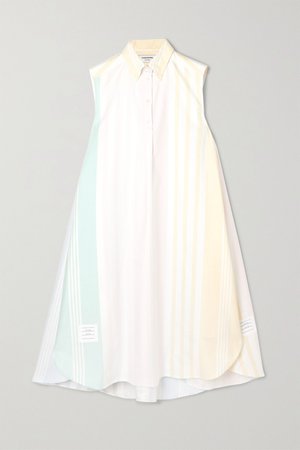 Ivory Striped cotton Oxford dress | Thom Browne | NET-A-PORTER