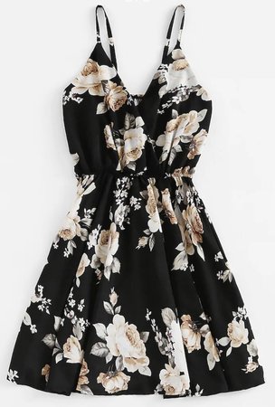 black floral tank dress