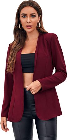 Milumia Women's Elegant Open Front Lightweight Solid Blazer Shirt Long Sleeve Jacket at Amazon Women’s Clothing store