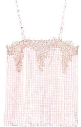 The Sweetheart Lace-trimmed Gingham Silk-charmeuse Camisole
