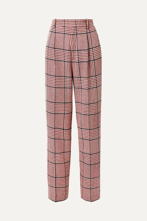 Red Prince of Wales checked wool-blend wide-leg pants | Gucci | NET-A-PORTER