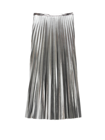 silver metallic Raven Pleated Maxi Skirt