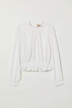 Embroidered Chiffon Blouse - White