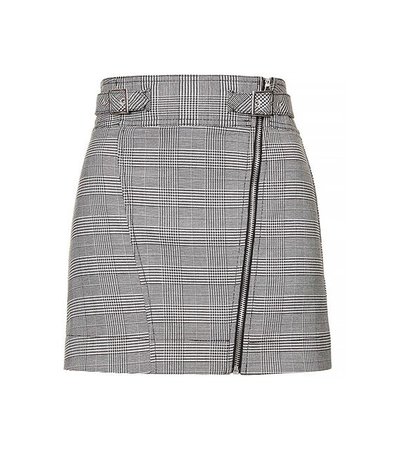 Topshop Checkered Biker Mini Skirt