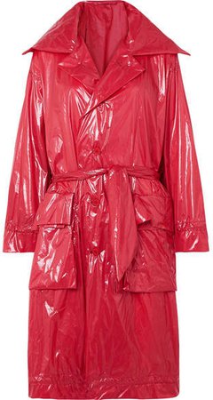 Unravel Project - Belted Shell Raincoat - Red