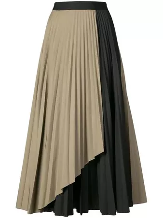 Tome Contrast Pleated Skirt