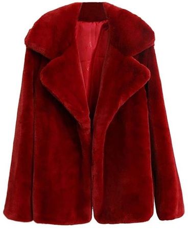 Red velvet fluffy coat