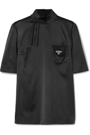 Prada | Bow-detailed embellished silk-blend satin blouse | NET-A-PORTER.COM
