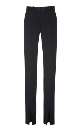 Front slit crepe tuxedo trousers black pant