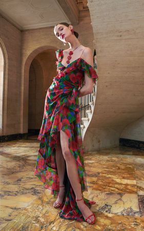Floral Ruffled Silk Gown By Carolina Herrera | Moda Operandi