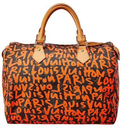 Louis Vuitton Graffiti Speedy Pre-owned Stephen Sprouse Orange Monogram Canvas 30 Satchel - Tradesy