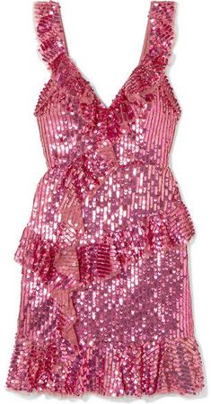 Scarlett Sequined Tulle Mini Dress - Pink