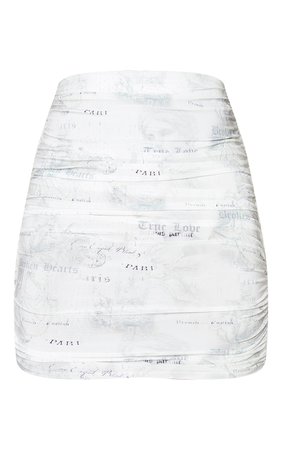 White Renaissance Slinky Ruched Mini Skirt | PrettyLittleThing USA