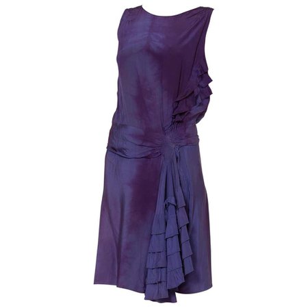 1920's Draped Ruffle Silk Flapper Dress For Sale at 1stdibs