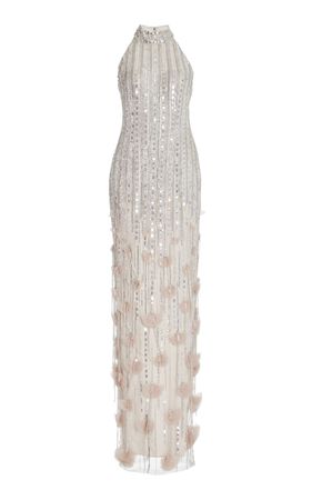 Crystal-Embellished Tulle Halter Gown By Pamella Roland | Moda Operandi