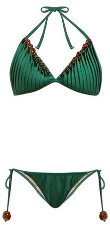 Adriana Degreas X Bobbled Triangle Bikini - Womens - Green