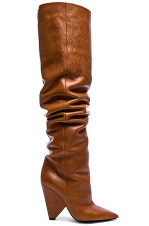 SAINT LAURENT Leather Niki Thigh High Boots