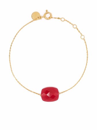Morganne Bello 18kt Yellow Gold Cushion Stone Red Quartz Bracelet