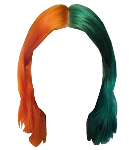orange blue-green split hair