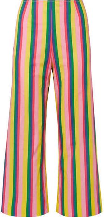 STAUD - Maui Striped Stretch-cotton Poplin Wide-leg Pants - Yellow