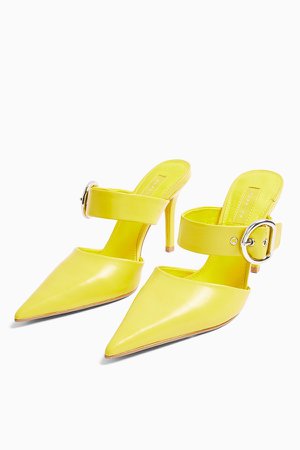 FEATHER Neon Yellow Backless Court Shoes