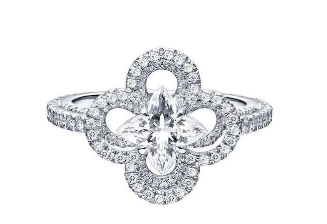 Louis Vuitton Silver Diamond Ring