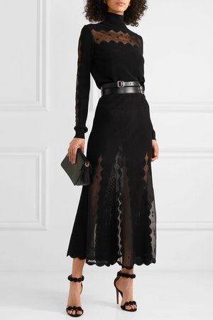 Alexander McQueen | Lace-paneled ribbed-knit turtleneck sweater | NET-A-PORTER.COM