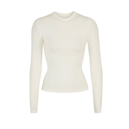 Cotton Jersey Long Sleeve T-Shirt - Bone | SKIMS