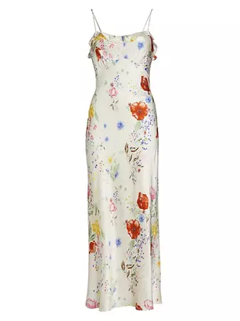 Reformation Aribella Floral Silk Midi-Dress | Saks Fifth Avenue