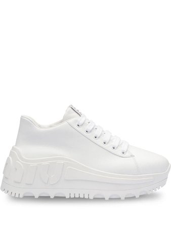 Shop white Miu Miu platform low-top sneakers with Express Delivery - Farfetch