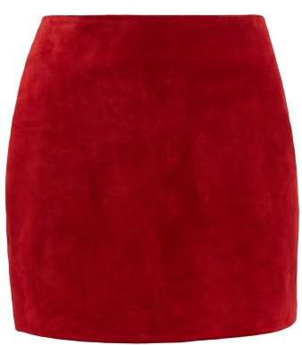 High Rise Suede Mini Skirt - Womens - Red