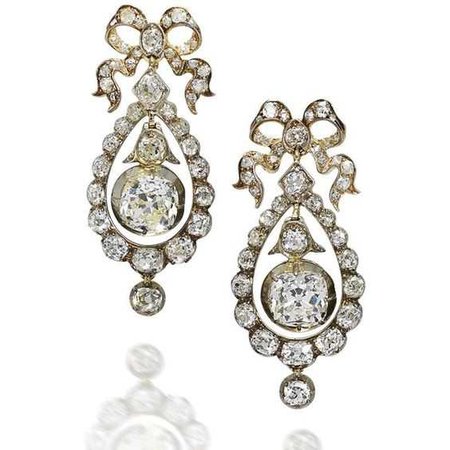 A pair of 19th century diamond pendent earrings