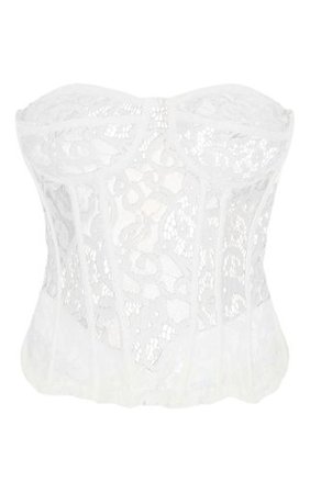 Black Sheer Lace Structured Corset Top