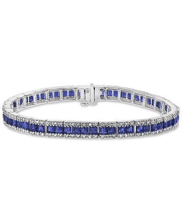 EFFY® 14k White Gold Sapphire & Diamond Link Bracelet