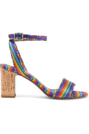 Tabitha Simmons | Leticia striped twill sandals | NET-A-PORTER.COM