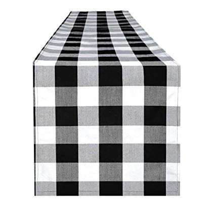 Amazon.com: 4TH Emotion Buffalo Check Plaid Table Runner for Indoor and Outdoor Parties, Family Dinner Party Events Polyester Cotton Black and White (14x72 Inches, Seats 4-6 People): Home & Kitchen