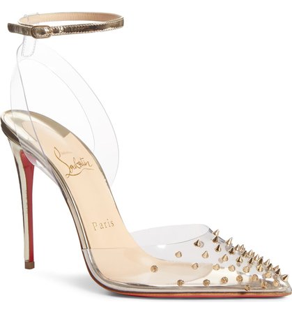 Christian Louboutin Spikoo Clear Ankle Strap Pump | Nordstrom