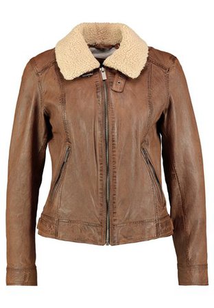 Oakwood CLEVER - Leather jacket - tan - Zalando.co.uk