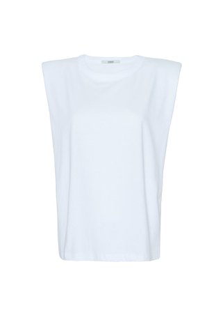Eva Padded Shoulder Muscle T-Shirt in White – The Frankie Shop