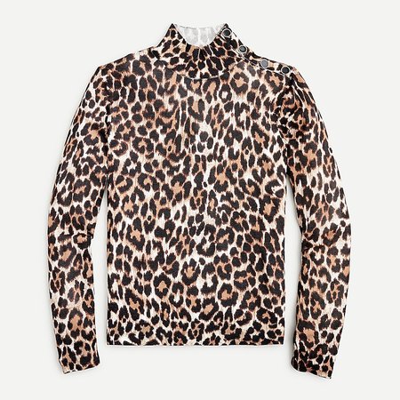 J.Crew: Silk-blend Shoulder-button Sweater In Leopard For Women