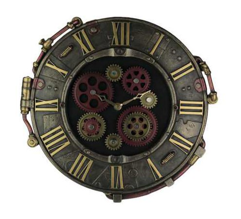 Steampunk Bronze Finish Rivet Plate Wall Clock With Moving Gears | eBay